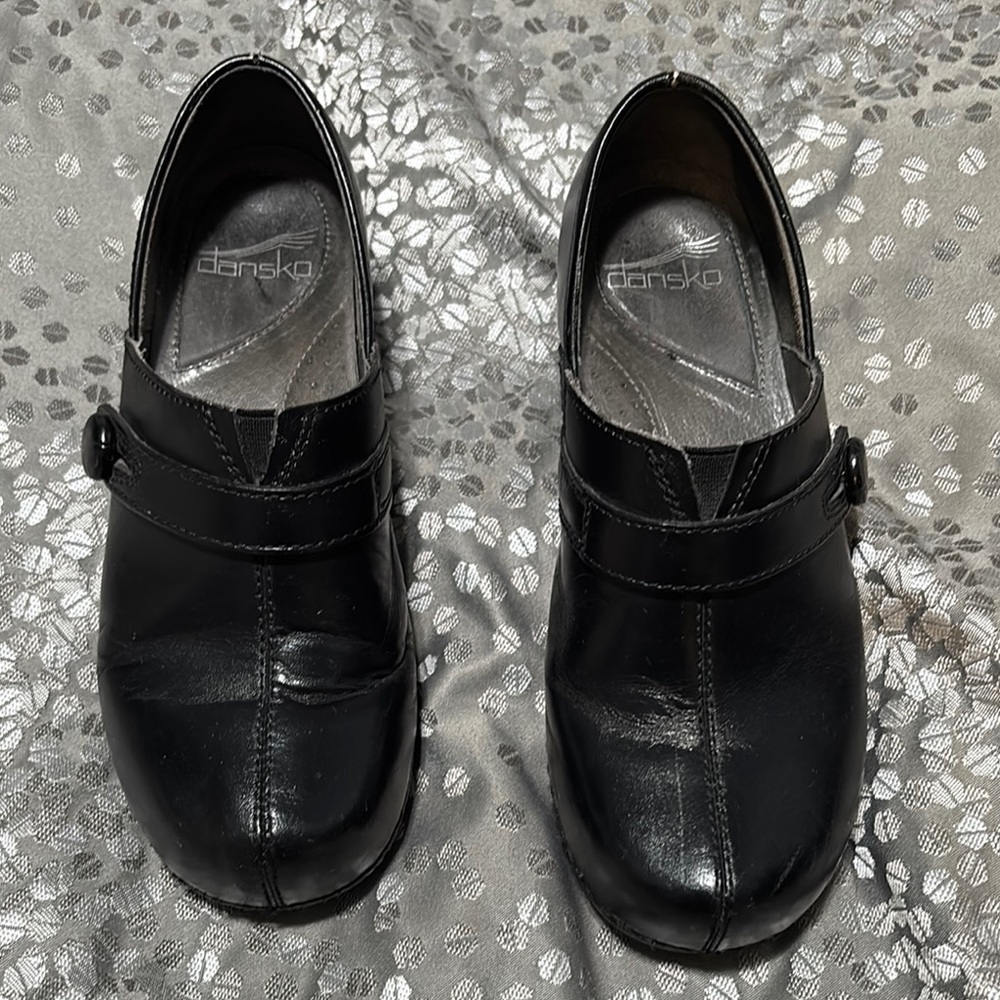 Dansko Black Leather Mules